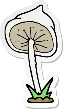 Bir insan tarafından çizilmiş karikatür mantarı çıkartması.