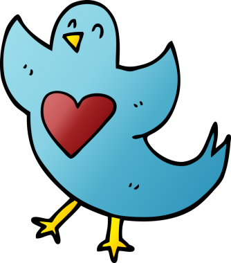 Bir insan tarafından çizilmiş kalbi olan karalama kuşu.