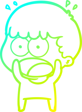 Bir insan tarafından çizilen bir karikatürün soğuk gradyan çizimi.