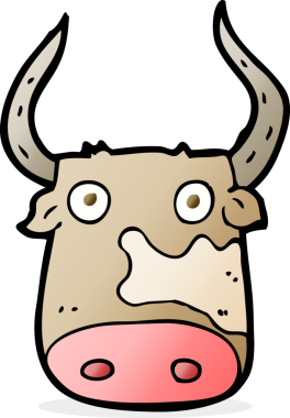 bir insan tarafından çizilmiş çizgi film ineği