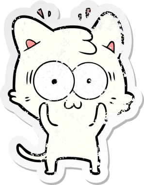 Bir karikatür çıkartması bir insan tarafından çizilmiş kediye şaşırttı.