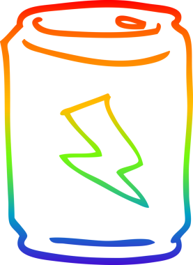 Bir insan tarafından çizilen enerji içeceği konservesinin çizimi.