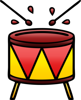 Bir insan tarafından çizilen davulun gölgelenmiş karikatürü