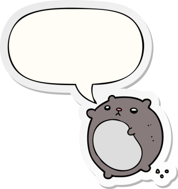 Bir insan tarafından çizilmiş baloncuk çıkartmalı çizgi film ayısı.