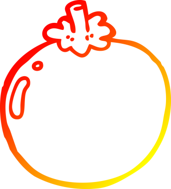 Bir insan tarafından çizilmiş bir domatesin sıcak gradyan çizimi