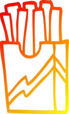 Bir insan tarafından çizilen sıcak çizgi film fast food kızartmasının çizimi