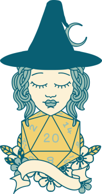 Retro Dövme Tarzı İnsan Büyücüsü Doğal 20 zar atışıyla Bir insan tarafından çizilmiş