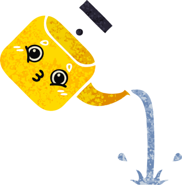 Bir insan tarafından çizilmiş bir çaydanlığın retro çizim tarzı karikatürü