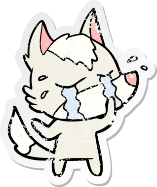 Bir insan tarafından çizilmiş ağlayan bir karikatür çıkartması.