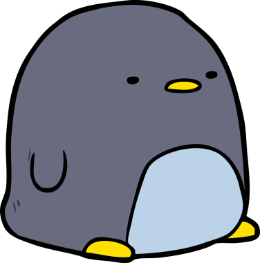 Bir insan tarafından çizilmiş sevimli penguen çizgi filmi.