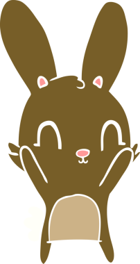 Bir insan tarafından çizilmiş düz renk çizgi film tavşanı.