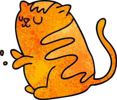 Bir insan tarafından çizilmiş garip çizgi film kedisi.