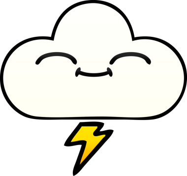 Bir insan tarafından çizilmiş gök gürültüsü bulutunun gölgelenmiş karikatürü