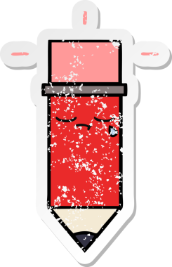 Bir insan tarafından çizilmiş şirin bir karikatür kaleminin sıkıntılı çıkartması.