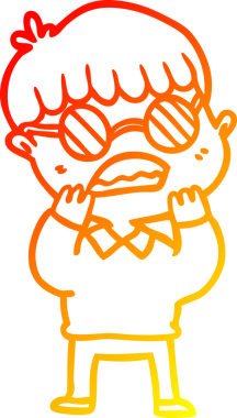 Bir insan tarafından çizilmiş gözlük takan bir çizgi film karakteri.