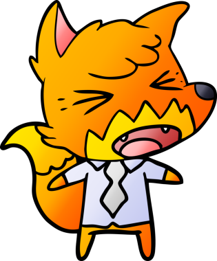 Bir insan tarafından çizilmiş kızgın tilki patronu.