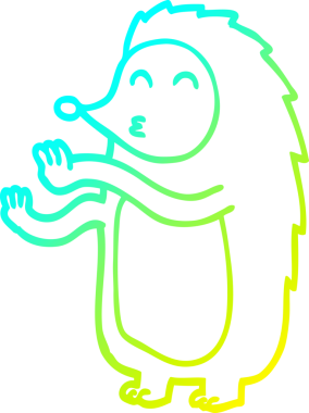 Bir insan tarafından çizilen mutlu kirpinin soğuk çizgi çizimi