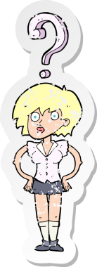 Bir insan tarafından çizilmiş, kafası karışmış bir karikatürün gerilimli çıkartması.