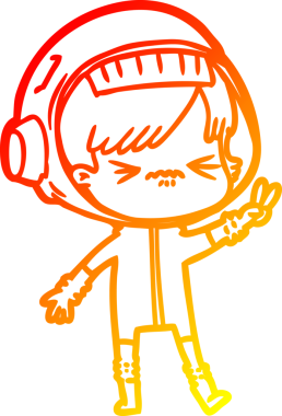 Bir insan tarafından çizilmiş bir astronot kadın çizgi çizimi.