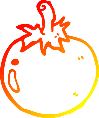 Bir insan tarafından çizilmiş bir domatesin sıcak gradyan çizimi