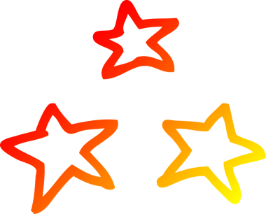 Bir insan tarafından çizilmiş bir çizgi film yıldızının sıcak gradyan çizimi