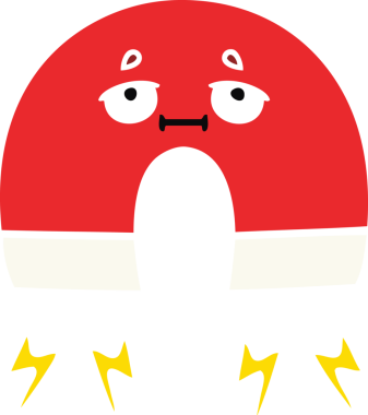 Bir insan tarafından çizilen mıknatısın düz renk retro karikatürü