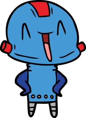 Bir insan tarafından çizilmiş çizgi film robotu