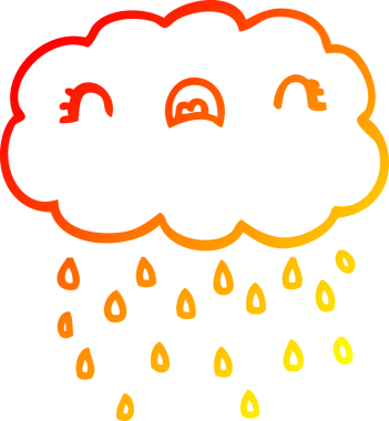 Bir insan tarafından çizilmiş sevimli bir karikatür bulutunun sıcak gradyan çizimi