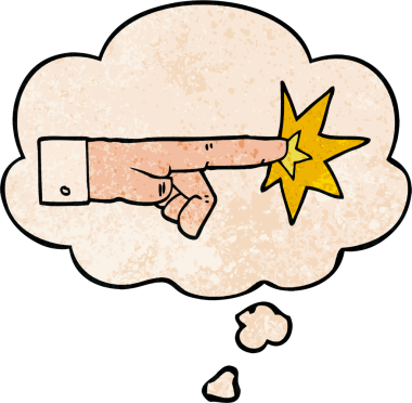 Bir insan tarafından çizilmiş grunge desen tarzında düşünce baloncuğu olan bir çizgi film.