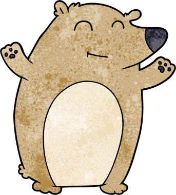 Bir insan tarafından çizilmiş mutlu çizgi film ayısı.