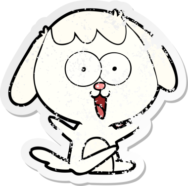 Bir insan tarafından çizilmiş şirin bir köpeğin sıkıntılı çıkartması.