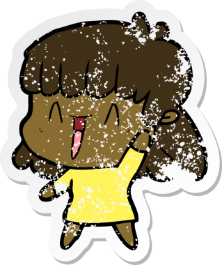 Bir insan tarafından çizilmiş mutlu bir kızın sıkıntılı çıkartması.