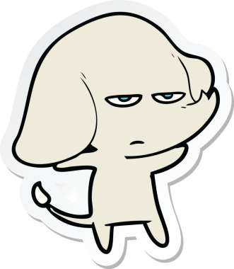 Bir insan tarafından çizilmiş kızgın bir filin çıkartması.