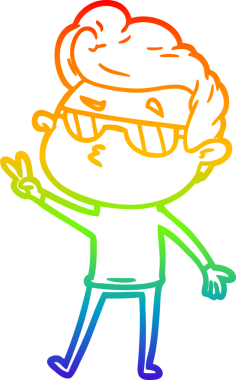 Gökkuşağı gradyan çizimi. Bir insan tarafından çizilmiş havalı bir adamın çizimi.