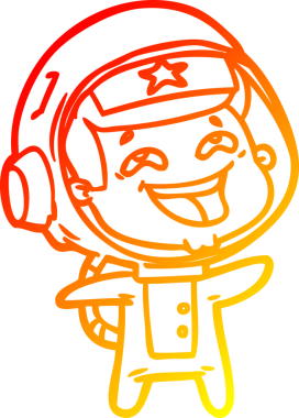 Bir insan tarafından çizilmiş gülen astronotun sıcak çizgi çizimi