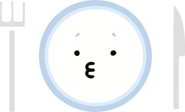 Bir insan tarafından çizilmiş yemek tabağının düz renkli retro karikatürü