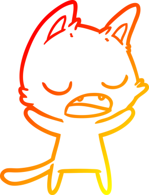 Bir insan tarafından çizilen konuşan kedi çizgi filminin sıcak gradyan çizimi