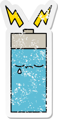 Bir insan tarafından çizilmiş şirin bir karikatür bataryasının sıkıntılı çıkartması.