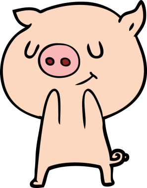 Bir insan tarafından çizilmiş mutlu çizgi film domuzu.