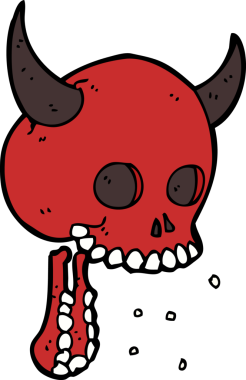 Bir insan tarafından çizilmiş ürkütücü bir kafatası.