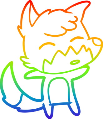 gökkuşağı gradyanı çizimi bir insan tarafından çizilmiş tilki çizgi filmi