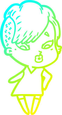 Bir karikatür çizimi, bir insan tarafından çizilmiş bir kızı şaşırttı.