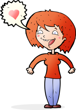 Bir insan tarafından çizilmiş aşık bir karikatür kadını.