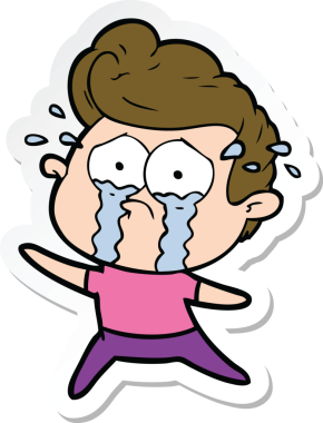 Bir insan tarafından çizilmiş ağlayan bir adamın çıkartması.