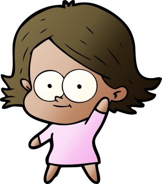 Bir insan tarafından çizilmiş mutlu çizgi film kızı.