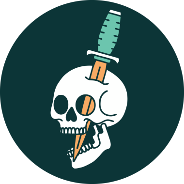 Bir insan tarafından çizilmiş bir kafatasının ikonik dövme şekli