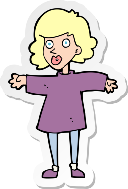 Bir insan tarafından çizilmiş bir çizgi film karakterinin çıkartması.