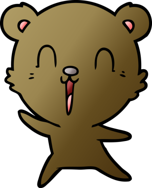 Bir insan tarafından çizilmiş mutlu çizgi film ayısı.