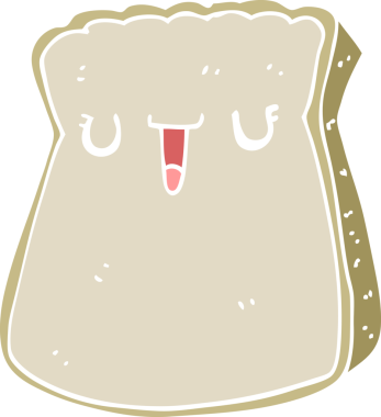 Bir insan tarafından çizilmiş düz renkli bir ekmek dilimi.