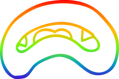 Gökkuşağı gradyan çizgisi bir insan tarafından çizilmiş vampir ağzının çizimi